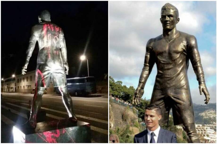 La estatua, esculpida con 800 kilogramos de bronce y de 3,40 metros de altura, se encuentra en el puerto de Funchal, capital de Madeira, cerca del Museo dedicado al jugador y que se ha convertido en un atractivo turístico más de la región. /Fotos: Twitter @BolaVip / AFP