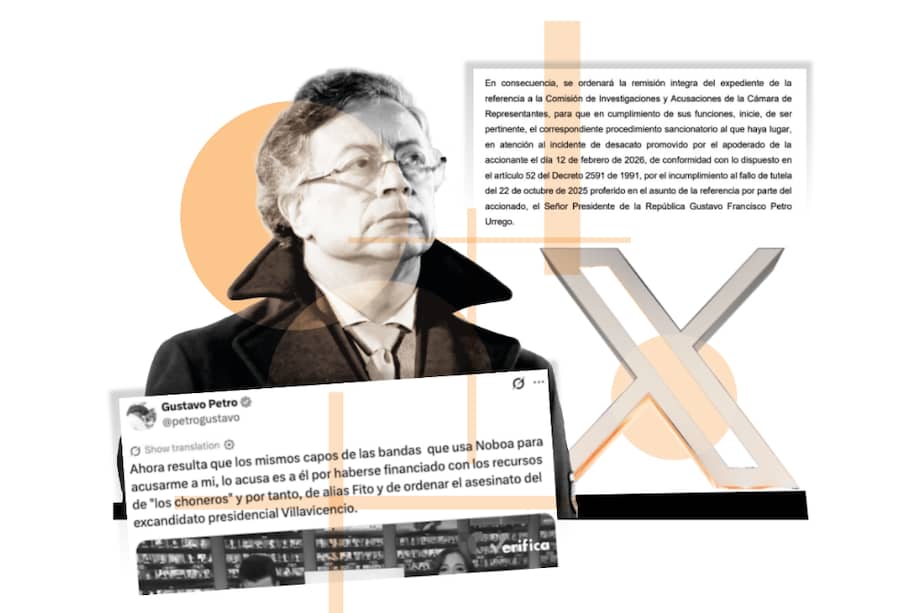 El presidente Gustavo Petro eliminó el trino (izq.) en el que se refería a su homólogo de Ecuador, Daniel Noboa, con un video falso. El facsímil es de un proceso judicial que incluye a la exvicepresidenta Marta Lucía Ramírez.