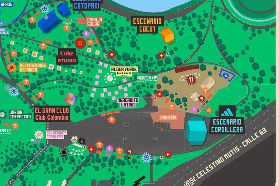 Mapa de los escenarios del Festival Cordillera 2025