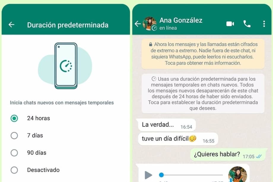 La aplicación borrará automáticamente las fotos y los videos de los chats temporales.