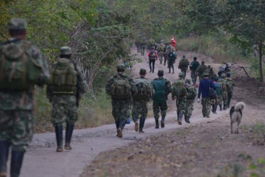 Guerrilleros del Frente 59 de las Farc marchan hacia la Zona Veredal en Pondores, Guajira, para iniciar dejación de armas. /SIG