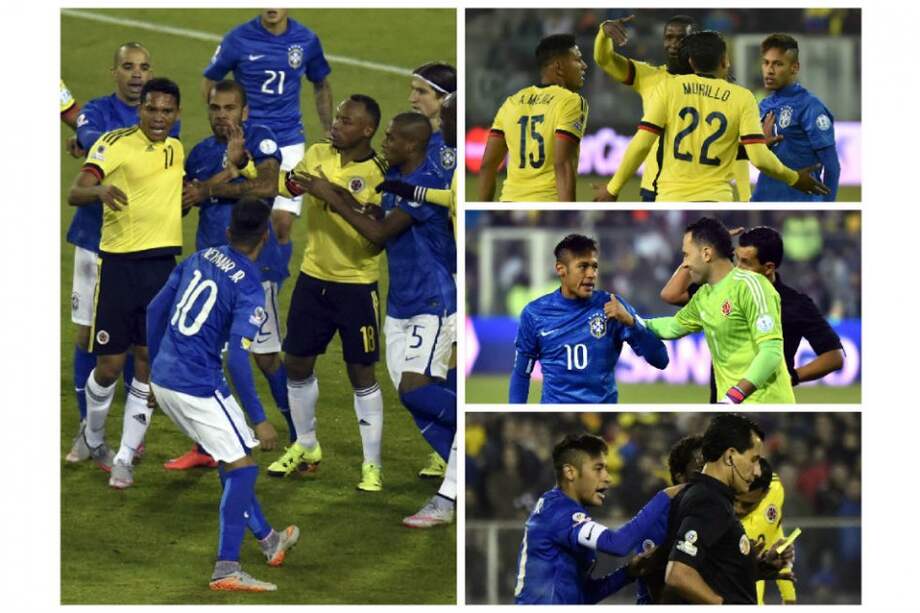 Neymar agredió a Pablo Armero e insultó al árbitro Enrique Osses. / AFP