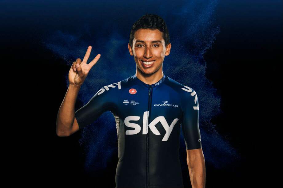 Egan Bernal luce la nueva indumentaria de la escuadra británica para 2019. / Team Sky