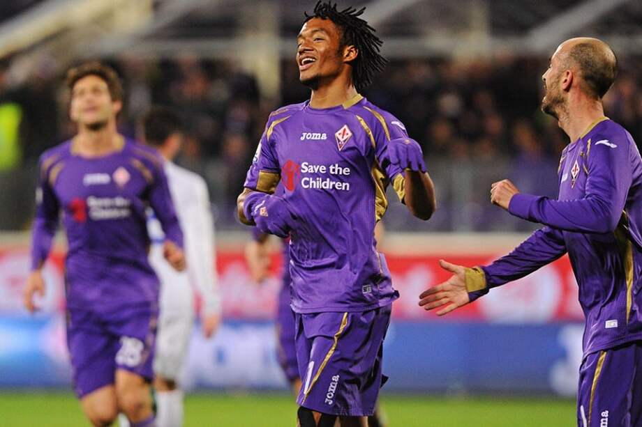 Juan Guillermo Cuadrado celebra su tanto en la Copa de Italia. Foto: AFP