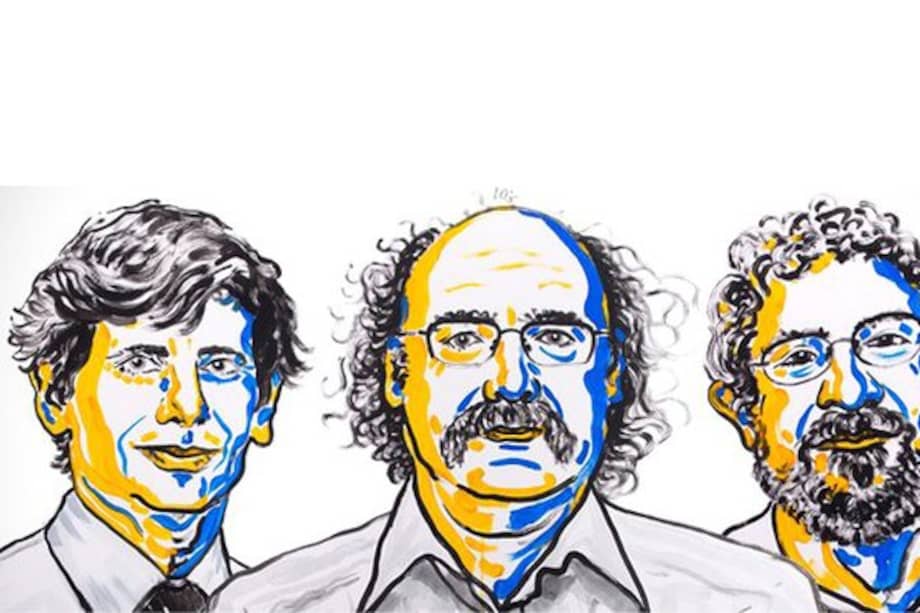 De izquierda a derecha, David Thouless, Duncan Haldane y Michael Kosterlitz. / www.nobelprize.org