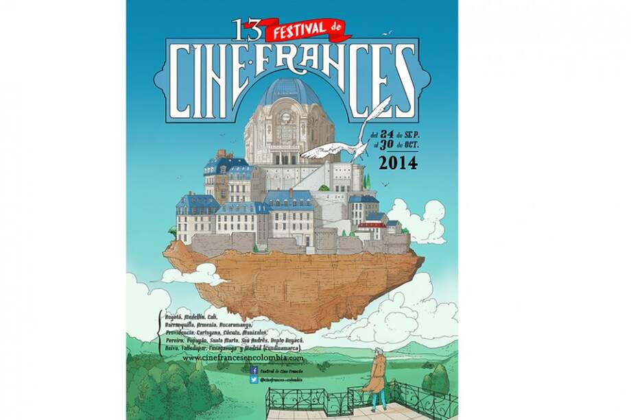El afiche oficial de esta edición del Festival de Cine Francés fue creado por el ilustrador Juan DíazB, quien se inspiró en el histórico Gaumont Palace, las míticas salas de cine fundadas en París en 1.900.
