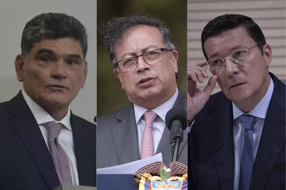 De izquierda a derecha: el procurador Gregorio Eljach, el presidente Gustavo Petro y el registrador Hernán Penagos.