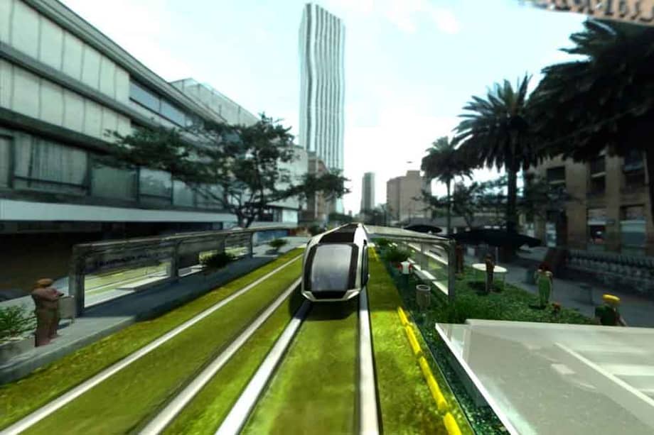 Imagen del proyecto metro ligero de la carrera Séptima, a la altura de la calle 24, en el centro de Bogotá. / Secretaría de Movilidad