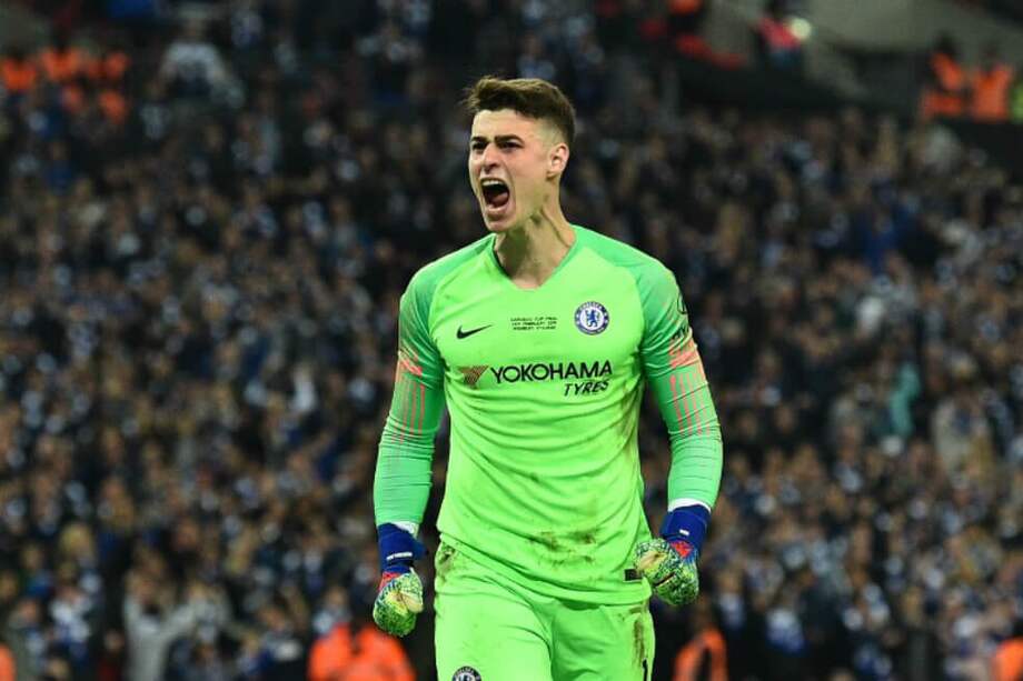 El arquero español Kepa Arrizabalaga, durante el partido entre Chelsea y Manchester City. / AFP