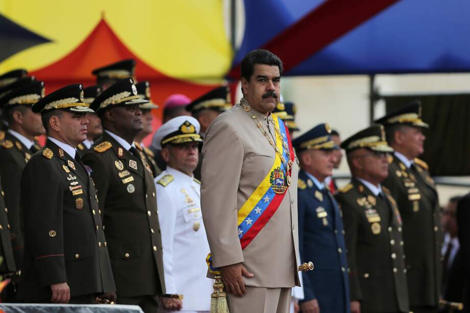 Nicolás Maduro durante un desfile militar en el Fuerte Tiuna, en Caracas, Venezuela.