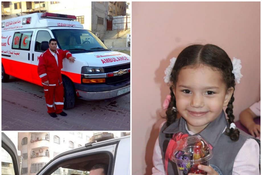 Los paramédicos de la Media Luna Roja palestina atacada por las tropas israelíes en ciudad de Gaza que rescataron el cadáver de la niña de 6 años Hind Rajab.