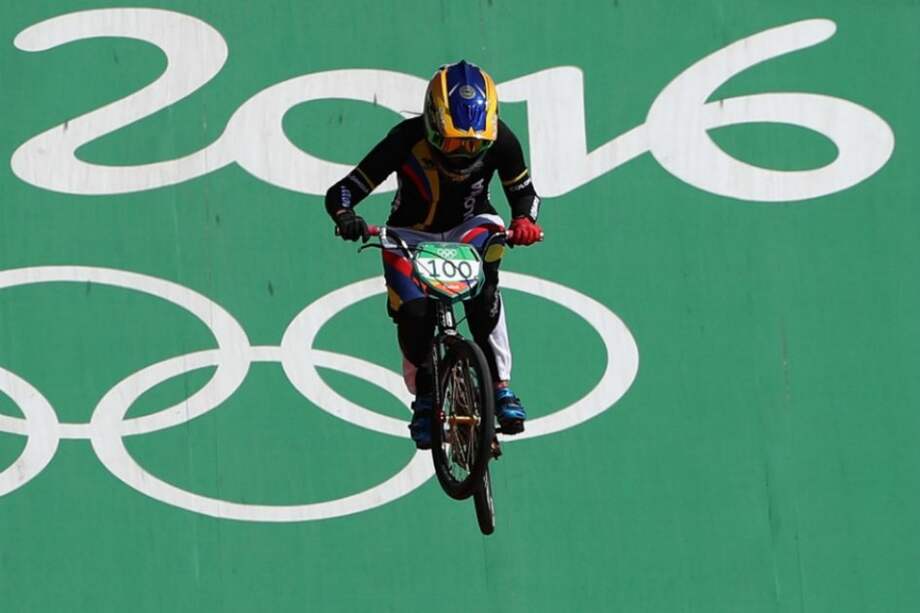 Mariana Pajón, en la prueba de clasificación del BMX en Río 2016. / EFE