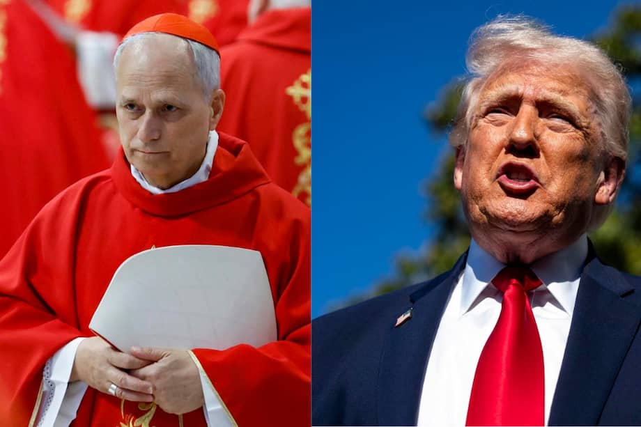 Montaje de imágenes del papa León XIV y Donald Trump en medio de tensión política.