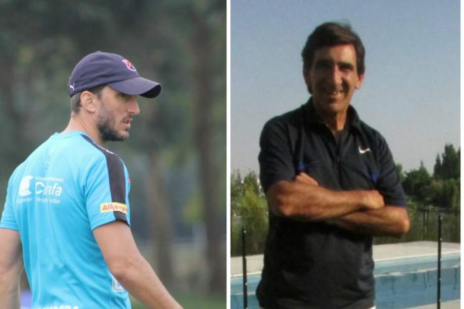 Luis Zubeldía, entrenador del Medellín, y Gustavo Costas, DT de Santa Fe. / @DIM_Oficial y Archivo