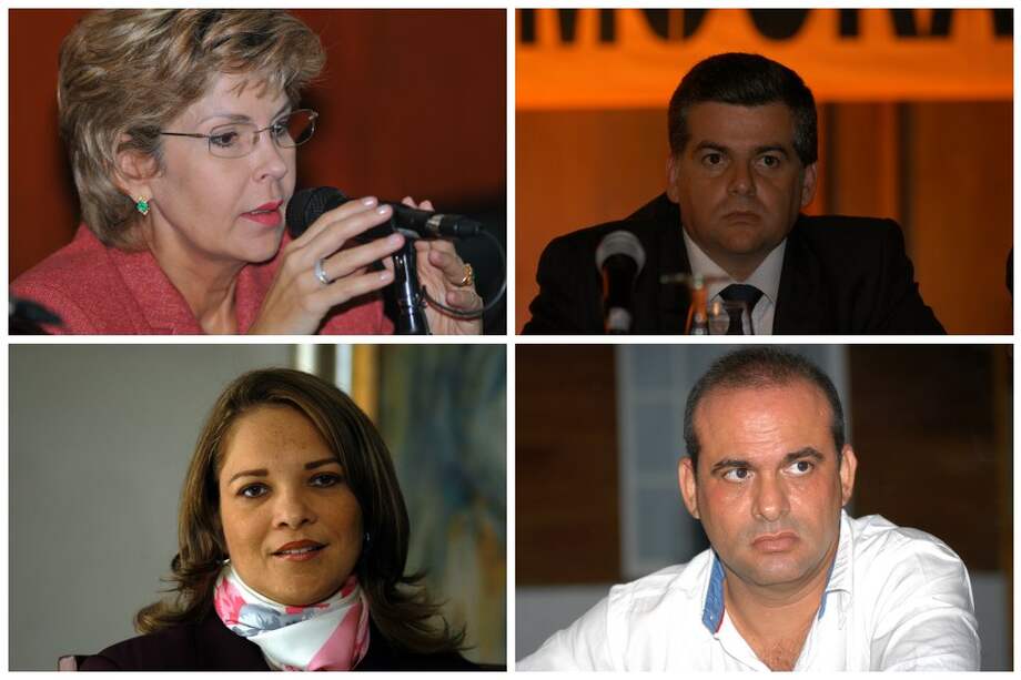 La exsenadora Piedad Zuccardi, el excongresista Miguel de la Espriella, la excongresista Eleonora Pineda y el exjefe paramilitar Salvatore Mancuso. / Archivo