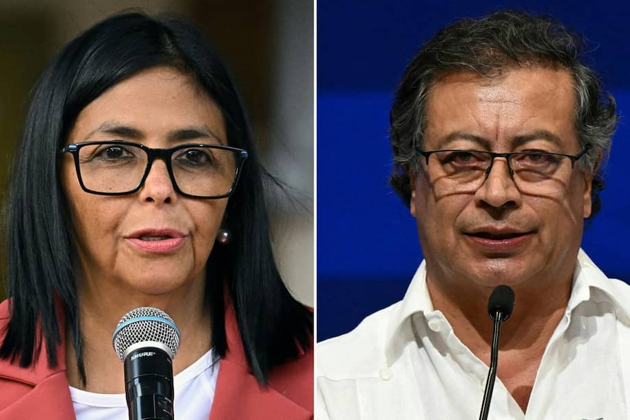 Delcy Rodríguez y Gustavo Petro.