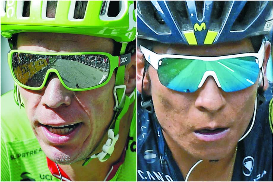 Rigoberto Urán (izq.) y Nairo Quintana. Los dos mejores ciclistas en la historia de Colombia. / AFP
