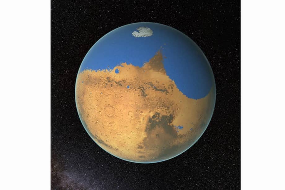 Científicos de la NASA han determinado que Marte tuvo un océano hace unos 4.500 millones de años que ocupó el 19 por ciento del planeta. / Nasa - EFE