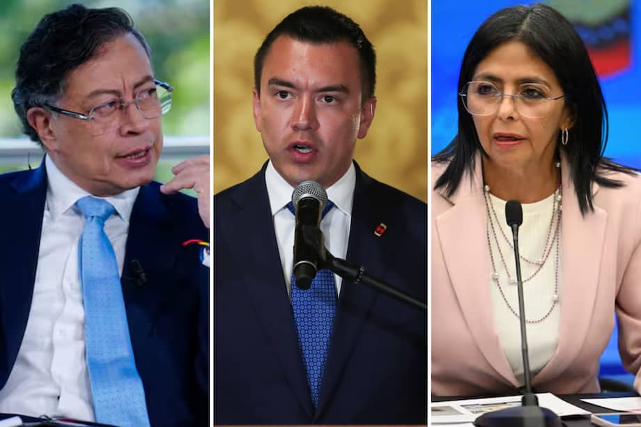 Gustavo Petro, Daniel Noboa y Delcy Rodríguez.