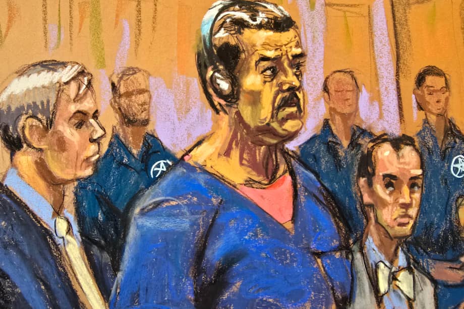 Dibujo realizado por la artista Jane Rosenberg en el que aparece Nicolás Maduro compareciendo ante un tribunal federal en Nueva York.