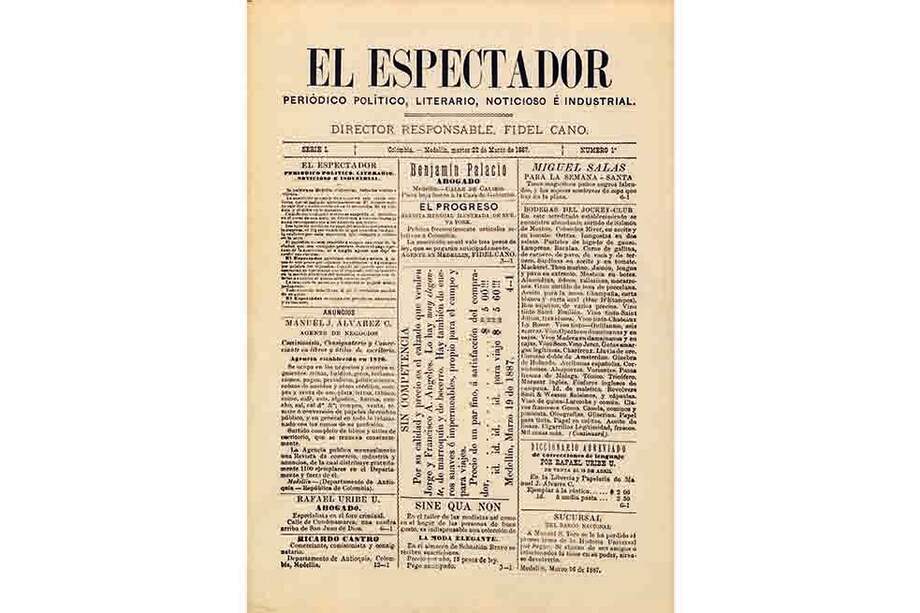 La primera edición de El Espectador circuló el 22 de marzo de 1887.
