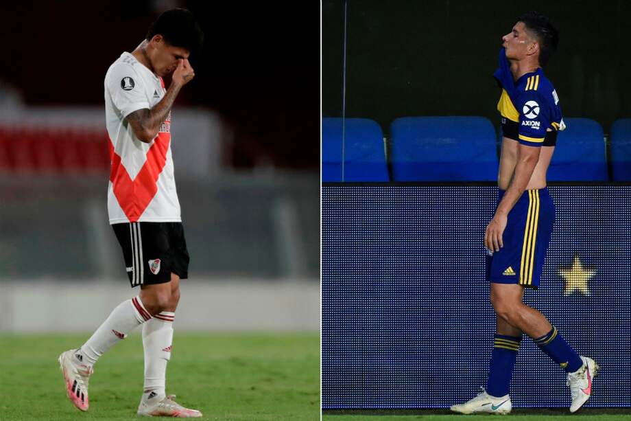 Jorge Carrascal ante Palmeiras y Jorman Campuzano contra River, vieron la tarjeta roja en acciones que pudieron evitar.