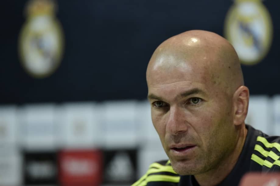 Zinedine Zidane en la rueda de prensa de este viernes, previa al último partido de la Liga BBVA. / AFP