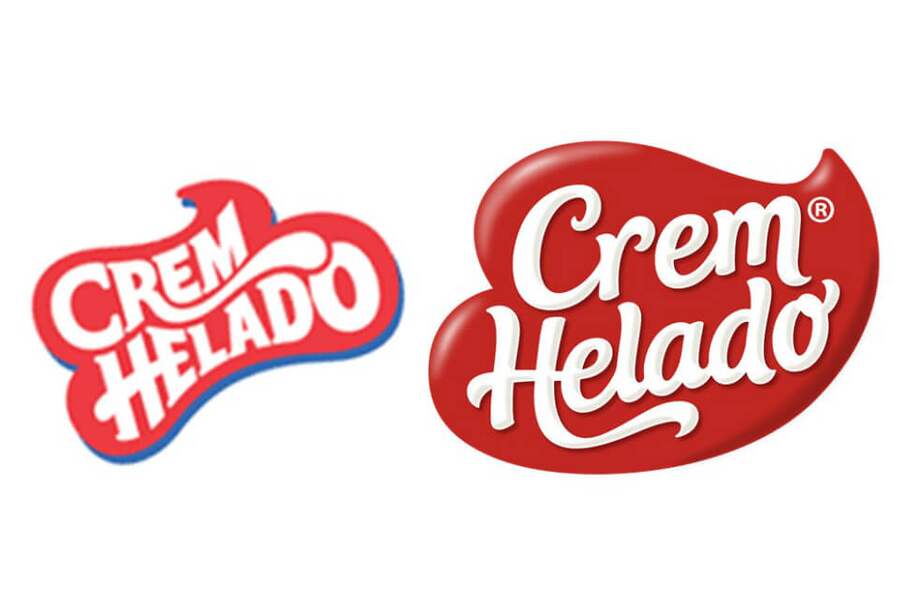 A la izquierda, el logo de Crem Helado creado en 1955; a la derecha, la nueva imagen corporativa de la marca. / Cortesía