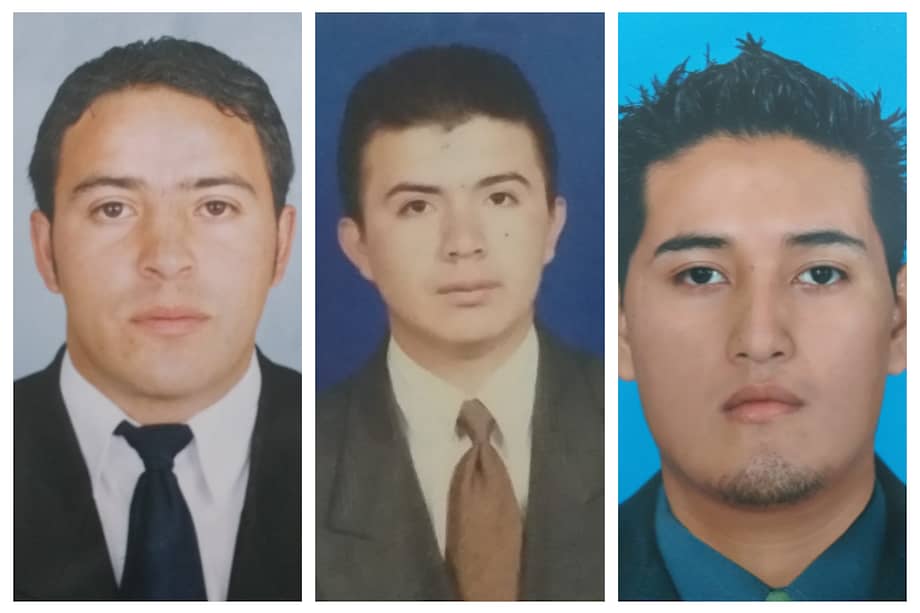 (De izq. a der.) Douglas Dimitry Guerrero, Willington Montenegro Martínez y Jair Alfonso Montenegro, fueron asesinados ayer sobre las 2:30 p.m. en Nariño. / Cortesía