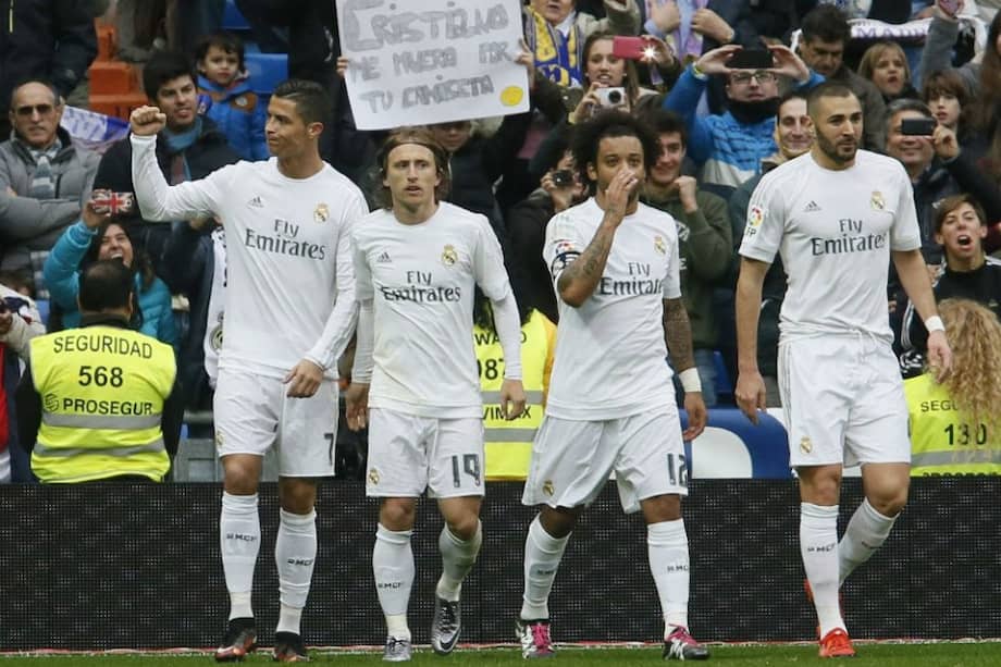 Cristiano ROnaldo celebra uno de sus dos goles contra Real Sociedad. Foto: AFP