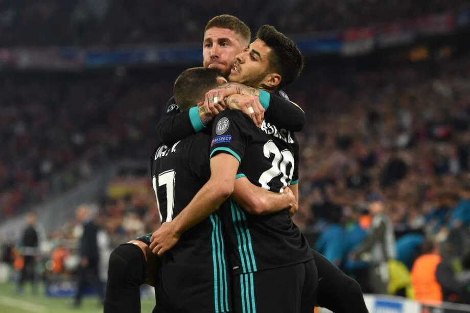 Los jugadores del Real Madrid celebran el gol de Asensio, que fue el de la victoria contra el Bayern Múnich. / AFP