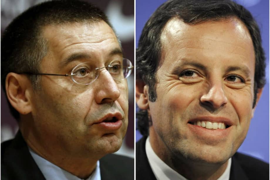 Josép María Bartomeu(d), y de su antecesor en el cargo, Sandro Rosell, a quienes, junto al club como persona jurídica, el juez José de la Mata ha acordado llevar a juicio por tres delitos fiscales en el fichaje del delantero brasileño Neymar. Foto: EFE
