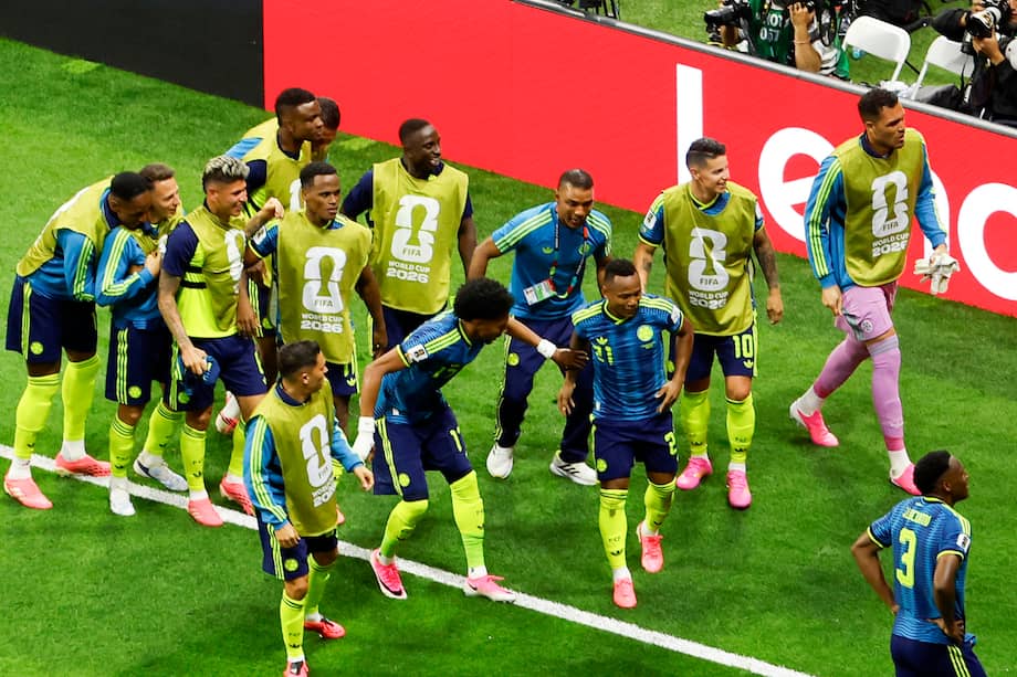 Jugadores de la selección de Colombia celebrando gol en el Mundial 2026.