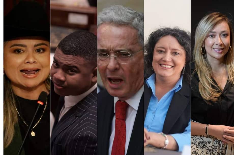 De izquierda a derecha: Lina Garrido, Miguel Polo Polo, Álvaro Uribe Vélez, Angélica Lozano y Katherine Miranda.