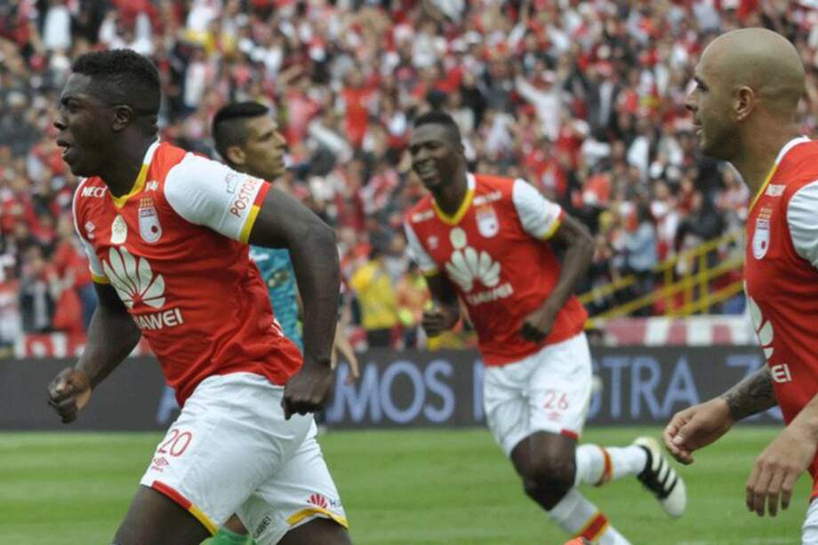 José Adolfo "Trencito" Valencia abrió el marcador este domingo en El Campín. / @SantaFe