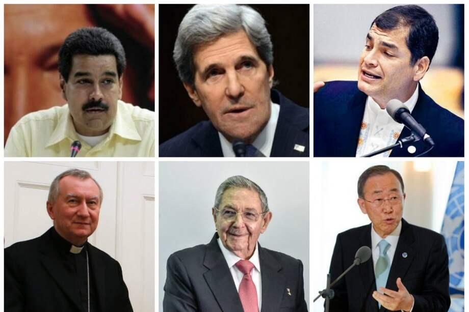 Nicolas Maduro, John Kerry, Rafael Correa, Pietro Parolín, Raul Castro y Ban Ki-moon, son algunos de los invitados a la firma del acuerdo de paz en Cartagena.