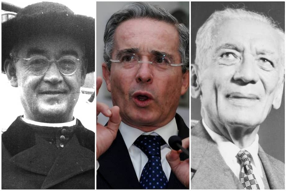 Monseñor Miguel Ángel Builes, Álvaro Uribe Vélez y Laureano Gómez. / Archivo