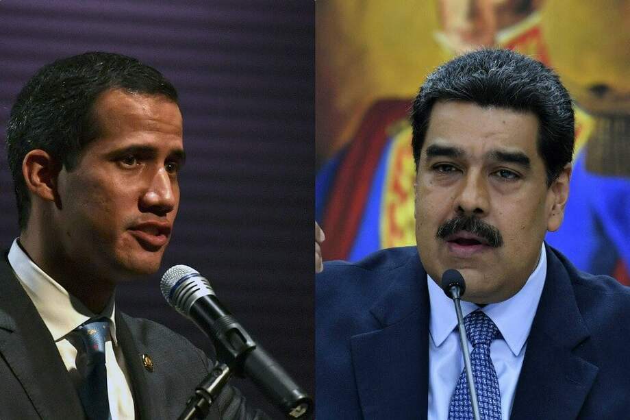 Juan Guaidó, jefe del Parlamento de Venezuela, y Nicolás Maduro, mandatario de Venezuela. / AFP