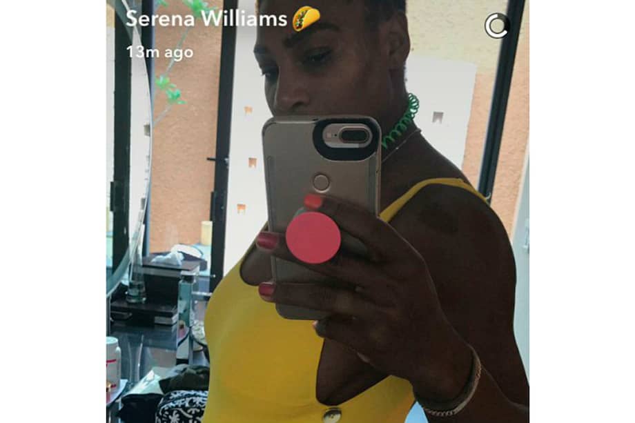 Serena Williams en la foto compartida en (c) Snapchat./Bang Showbiz