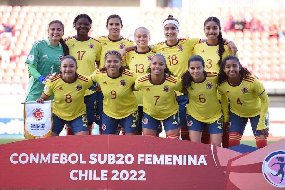 Formación inicial de la selección de Colombia femenina previo a su encuentro con Venezuela en el Sudamericano Sub-20.