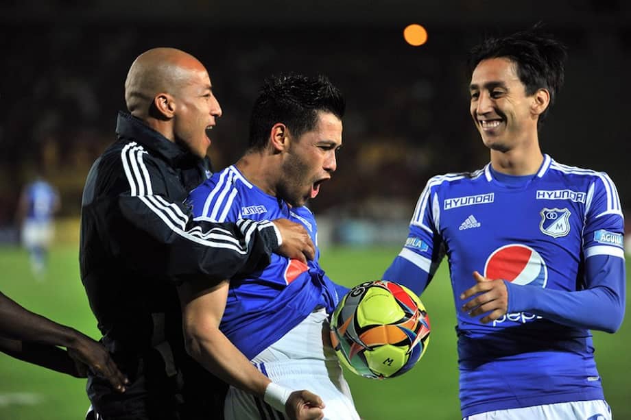 José Luis Tancredi celebra a rabiar el gol que le marcó a Deportes Tolima. / David Campuzano - El Espectador