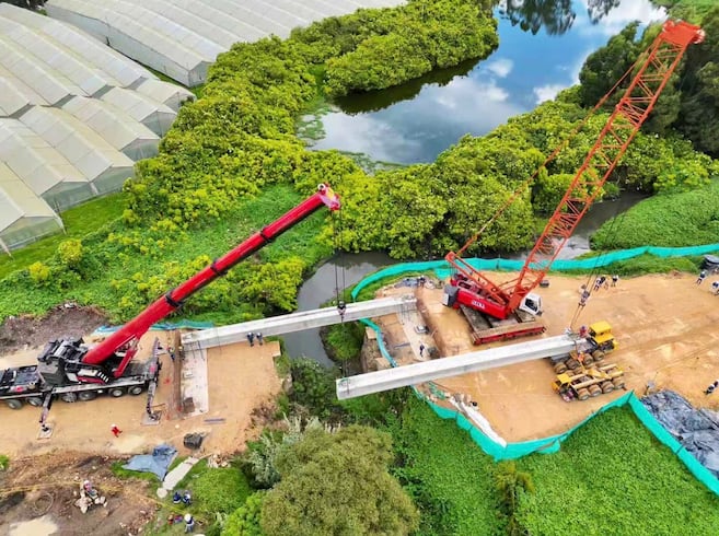 Inició instalación de vigas del primer puente del RegioTram de Occidente