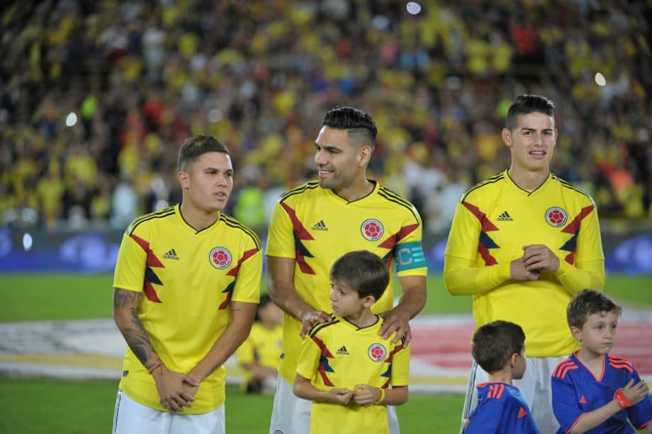 Juan Fernando Quintero (izqu.), Falcao García (centro) y James Rodríguez, tres de los hombres claves que estarán en la Copa del Mundo. / Gustavo Torrijos
