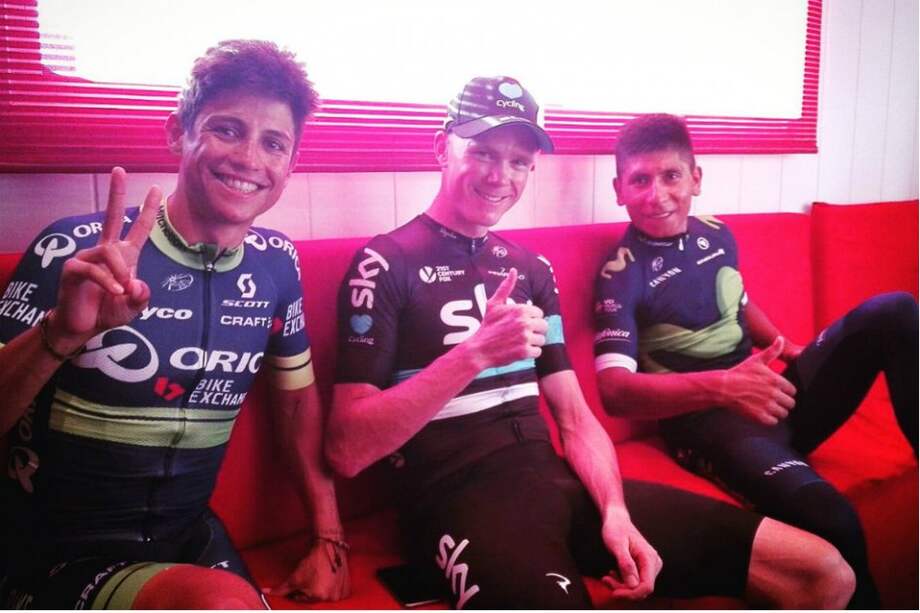 Nairo mantiene una ventaja de 1:21 sobre el británico y de 4:54 por delante de su compatriota. / @chrisfroome