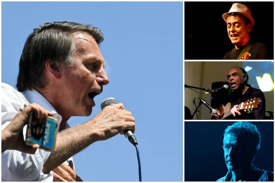 Jair Bolsonaro (izq), candidato a la presidencia de Brasil, ha sido cuestionado por figuras como Gilberto Gil, Caetano Veloso y Chico Buarque. / AFP / Flickr / Wikimedia