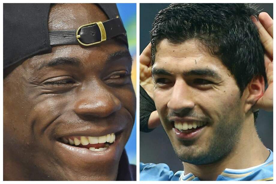 Mario Balotelli, delantero de la selección italiana y Luis Suárez, atacante charrúa. / EFE