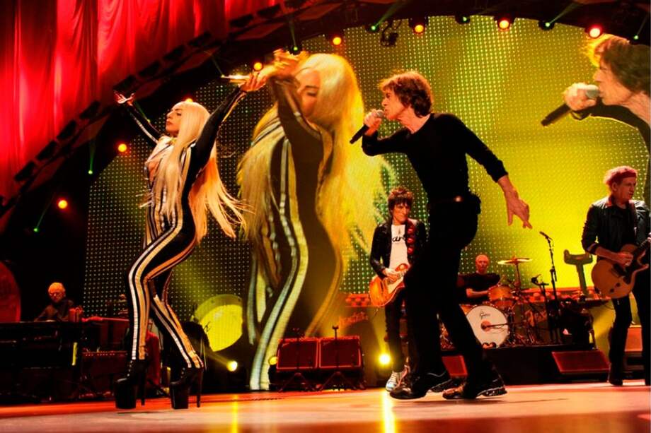 Lady Gaga posa con los Rolling Stones en el concierto "50 & Counting".