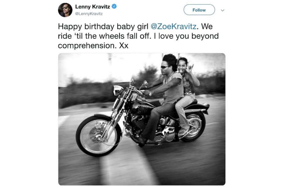Lenny y Zoë Kravitz en la imagen que el cantante compartió en sus redes sociales. / Cortesía