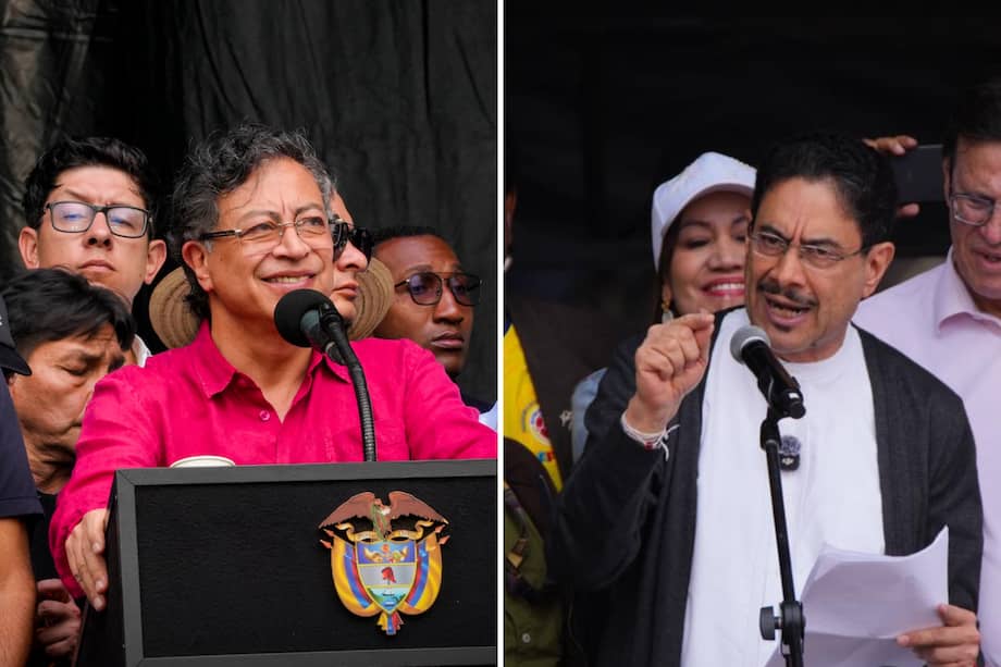 Presidente Gustavo Petro y candidato Iván Cepeda durante sus discursos del 1° de mayo.