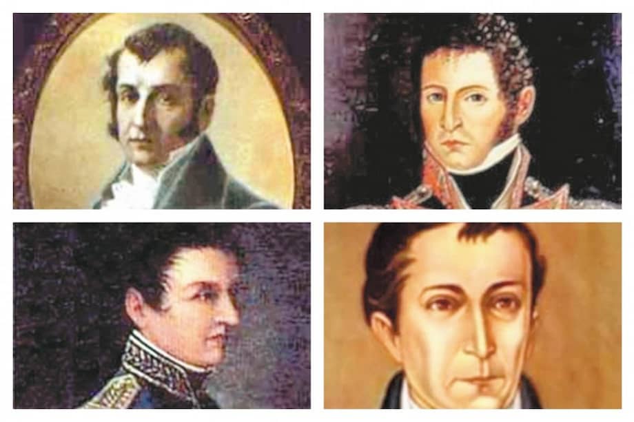 En la primera fila, de izquierda a derecha, aparece Jorge Tadeo Lozano y Antonio Villavicencio. Los de abajo son, en el mismo orden, José Custodio García y José María Carbonell.